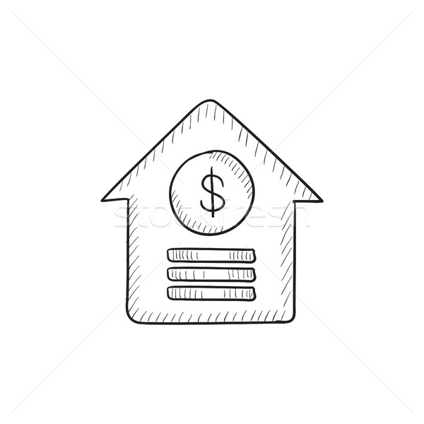 Ház dollár szimbólum rajz ikon vektor Stock fotó © RAStudio