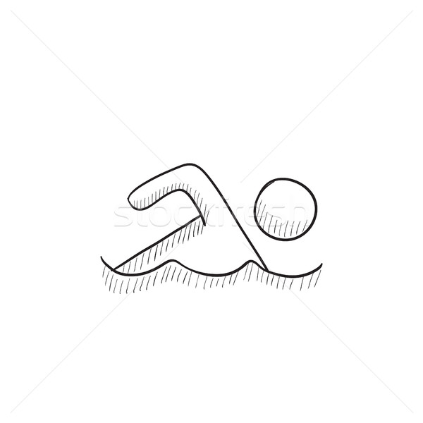 Schwimmer Skizze Symbol Vektor isoliert Hand gezeichnet Stock foto © RAStudio