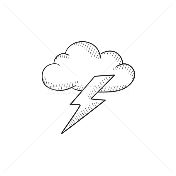 Felhő villám rajz ikon vektor izolált Stock fotó © RAStudio