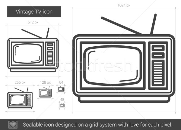 Vintage TV line icon. Stock photo © RAStudio
