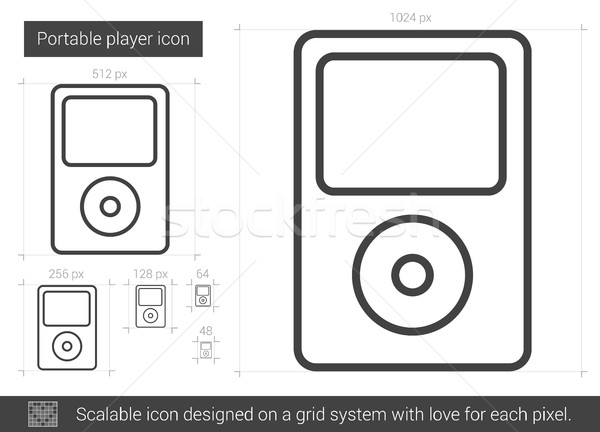 Foto d'archivio: Portatile · giocatore · line · icona · vettore · isolato