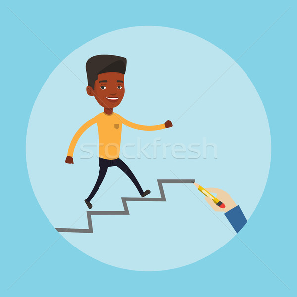 Businessman running up the career ladder. Stock photo © RAStudio