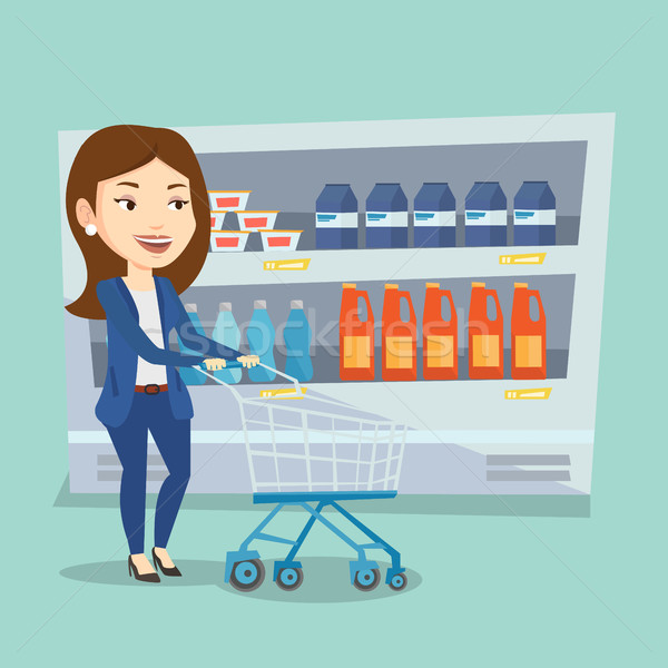 Customer with shopping cart vector illustration. Stock photo © RAStudio