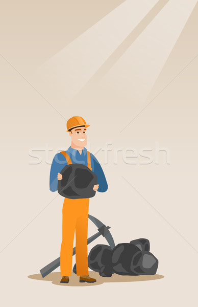 Miner holding coal in hands vector illustration. Stock photo © RAStudio