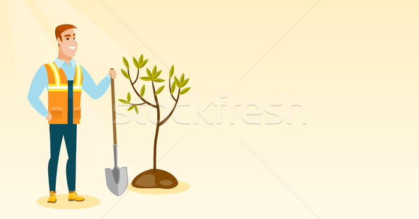 Man plants tree vector illustration. Stock photo © RAStudio