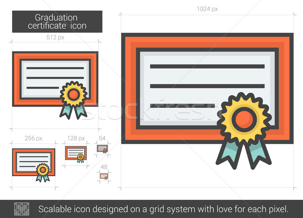 Graduation certificat ligne icône vecteur isolé [[stock_photo]] © RAStudio