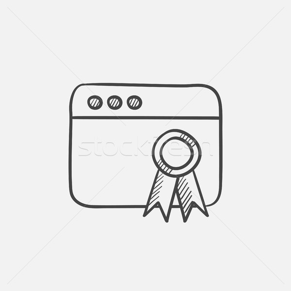 Browser window with winners rosette sketch icon. Stock photo © RAStudio