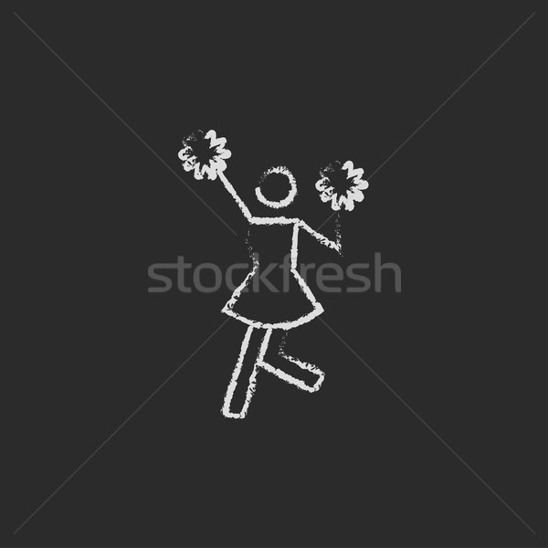 Cheerleader icône craie dessinés à la main tableau noir Photo stock © RAStudio
