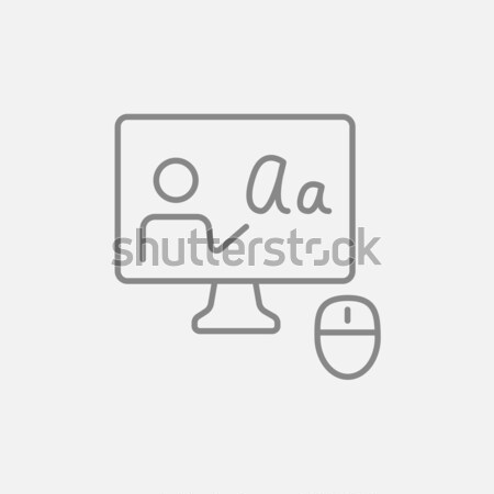 Monitor online tutorial ikon rajzolt kréta Stock fotó © RAStudio