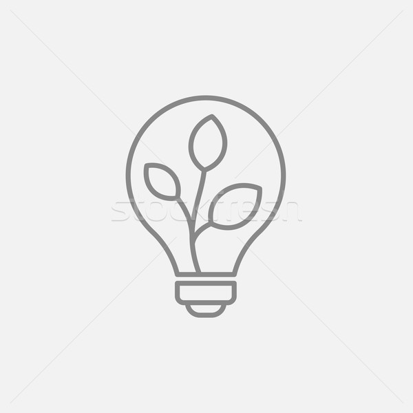 Lightbulb and plant inside line icon. Stock photo © RAStudio