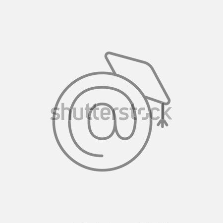 Graduation cap with at sign line icon. Stock photo © RAStudio