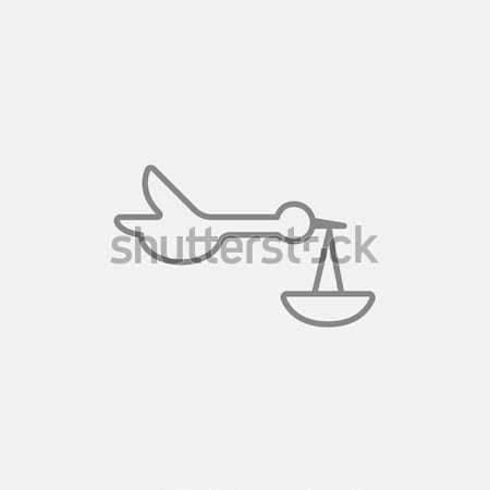 Baby basket with stork line icon. Stock photo © RAStudio