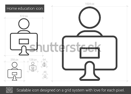 Online oktatás vonal ikon diák ül Stock fotó © RAStudio