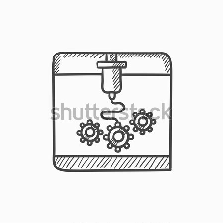 Stock photo: Tree D printing sketch icon.