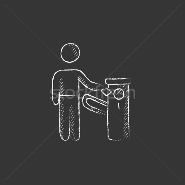 Man at car barrier. Drawn in chalk icon. Stock photo © RAStudio