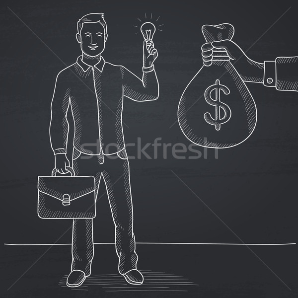 Başarılı iş fikir adam ampul para Stok fotoğraf © RAStudio