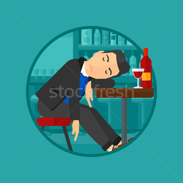 Drunk man sleeping in bar. Stock photo © RAStudio