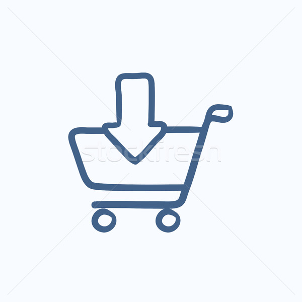 Foto d'archivio: Shopping · online · cart · sketch · icona · vettore · isolato