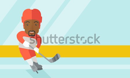 Ice hockey player with stick vector illustration. Stock photo © RAStudio
