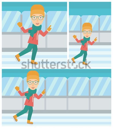 Férfi korcsolyázás ázsiai fiatalember bent pálya Stock fotó © RAStudio