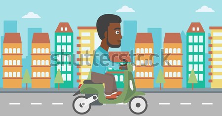 Man riding scooter vector illustration. Stock photo © RAStudio