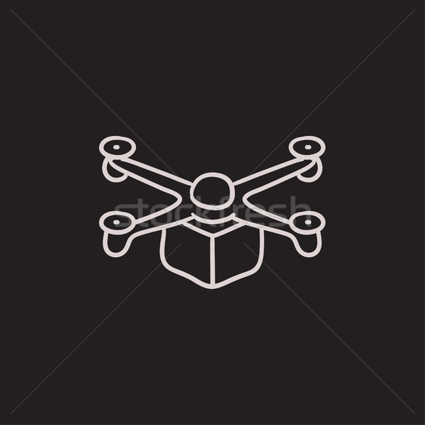 Drone delivering package sketch icon. Stock photo © RAStudio