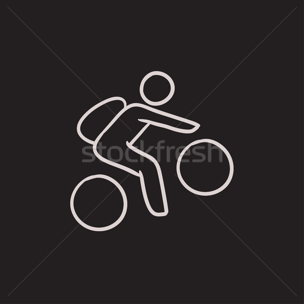 Man riding bike sketch icon. Stock photo © RAStudio