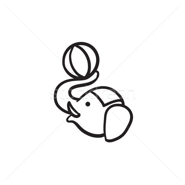 Circus elephant playing with ball sketch icon. Stock photo © RAStudio