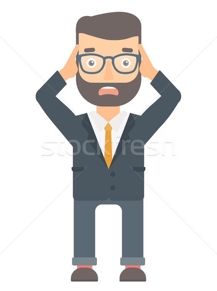 Stressful office worker clutching his head. Stock photo © RAStudio