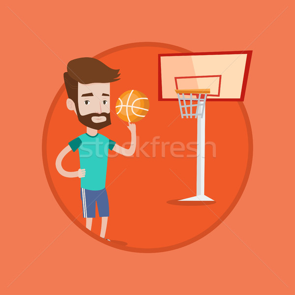 Hipszter kosárlabdázó labda férfi szakáll kosárlabda Stock fotó © RAStudio