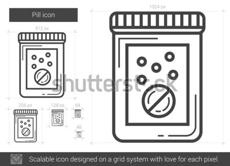 Stockfoto: Pil · lijn · icon · vector · geïsoleerd · witte