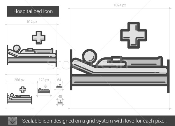 ストックフォト: 病院用ベッド · 行 · アイコン · ベクトル · 孤立した · 白
