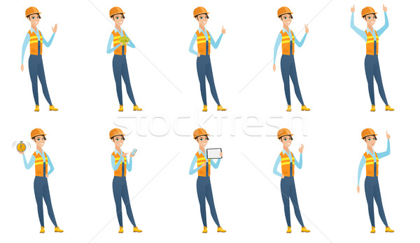 Stock photo: Vector set of builder characters.