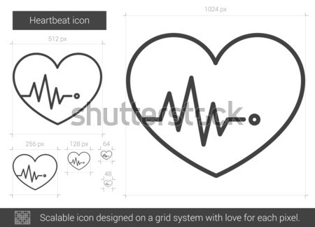 Foto d'archivio: Battito · del · cuore · line · icona · vettore · isolato · bianco
