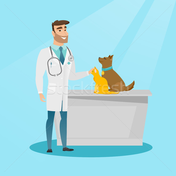 Veterinarian examining dogs vector illustration. Stock photo © RAStudio