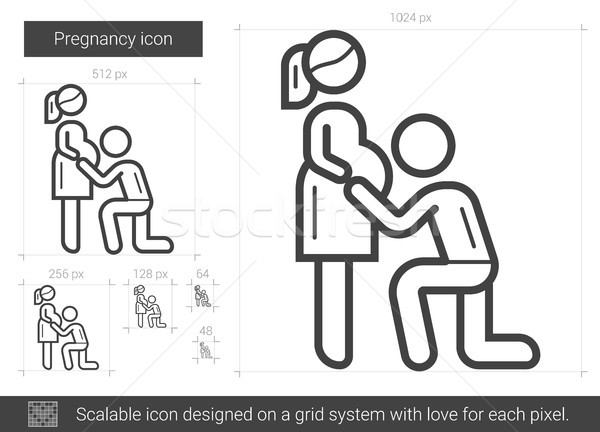 Stock fotó: Terhesség · vonal · ikon · vektor · izolált · fehér
