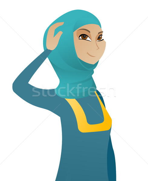 Jonge moslim zakenvrouw hoofd nadenkend onzeker Stockfoto © RAStudio