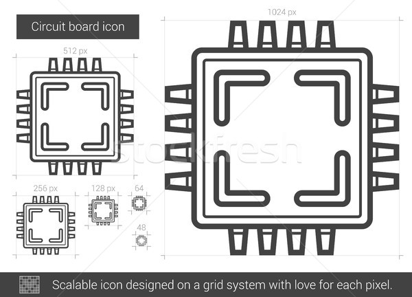 Circuit board lijn icon vector geïsoleerd witte Stockfoto © RAStudio