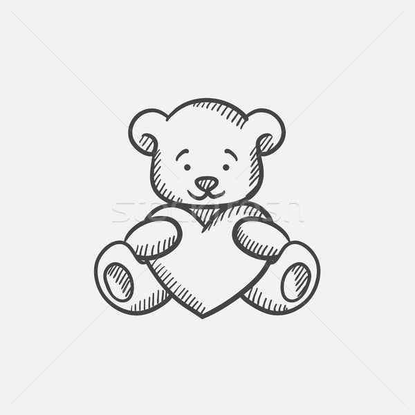 Teddy bear with heart sketch icon. Stock photo © RAStudio