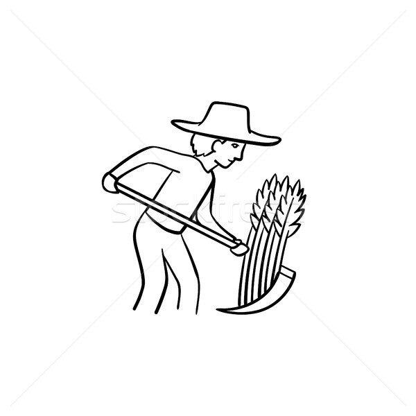Farmer working on the field hand drawn sketch icon Stock photo © RAStudio