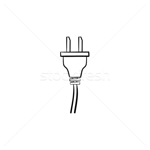 Elektrische Plug Hand gezeichnet Skizze Symbol Gliederung Stock foto © RAStudio