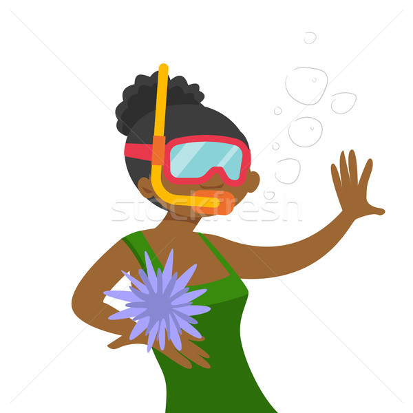 Young african-american woman swimming underwater. Stock photo © RAStudio