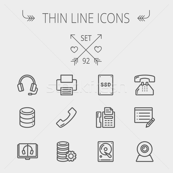 Technology thin line icon set Stock photo © RAStudio