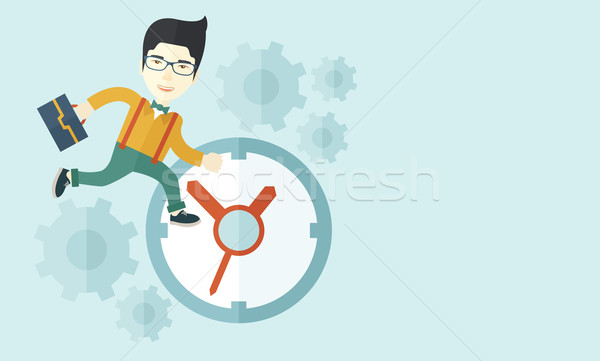 Japanese Worker with briefcase is running out of time. Stock photo © RAStudio