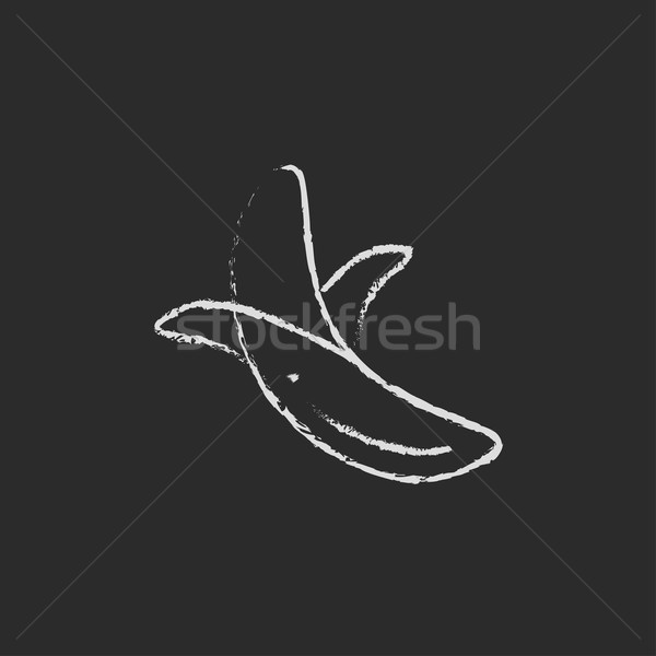 Hámozott banán ikon rajzolt kréta kézzel rajzolt Stock fotó © RAStudio