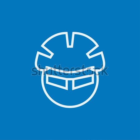 Hombre bicicleta casco gafas línea icono Foto stock © RAStudio