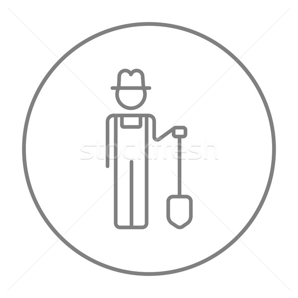 Farmer with shovel line icon. Stock photo © RAStudio