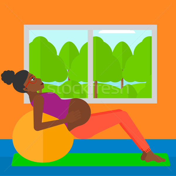 Terhes nő gimnasztikai labda bent vektor terv Stock fotó © RAStudio