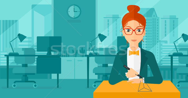 Woman using three D pen. Stock photo © RAStudio