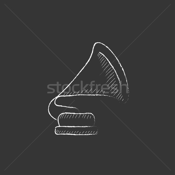 Gramófono tiza icono dibujado a mano vector Foto stock © RAStudio